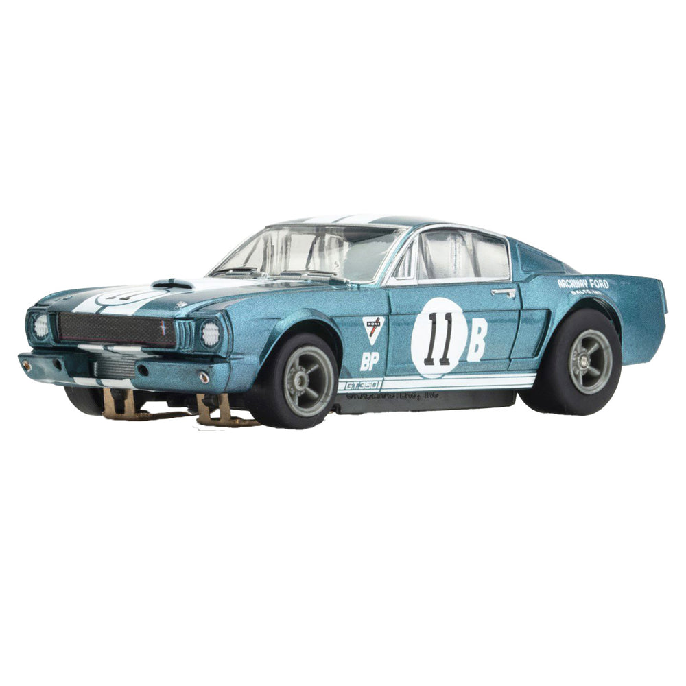 AFX Racing 1965 Shelby Mustang GT350R Donohue Blue/White Slot Car — HO Slot Car