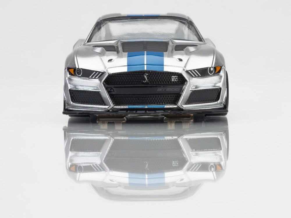 AFX Racing 2022 Mustang GT500KR, Silver/ Blue HO Scale Slot Car — HO Slot Car