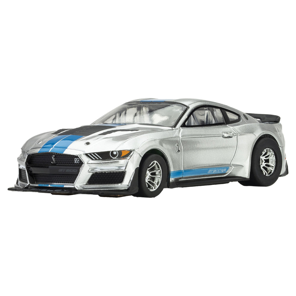 AFX Racing 2022 Mustang GT500KR, Silver/ Blue HO Scale Slot Car — HO Slot Car