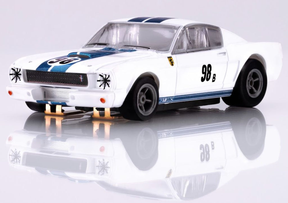 AFX Racing Mustang GT350R - 1965 Wht/Blu Miles — HO Slot Car