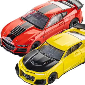 AFX Ford Mustang GT500 Red Chevy Camaro ZL1 Yellow HO Slot Car 22077 22075