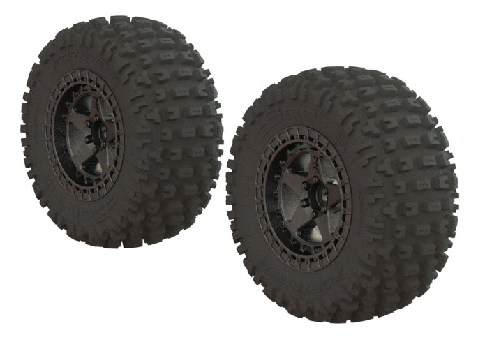 Arrma AR550043 Fortress SC Tire Set Glued Black /Chrome (2Pieces) Senton