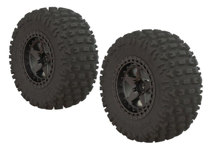 PowerHobby Arrma AR550043 Fortress SC Tire Set Glued Black /Chrome (2Pieces) Senton