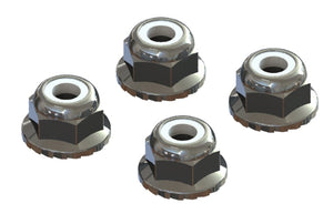 Arrma AR708008 Flanged Nyloc Locknut 4mm Silver Vorteks Big Rock Granite Senton