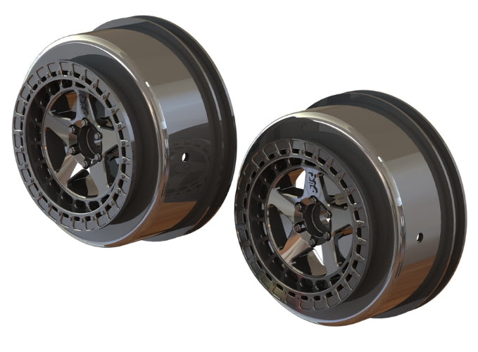 Arrma AR510098 SC 2.2"/3.0" Wheel 14mm Hex Black/Chrome (2) Senton