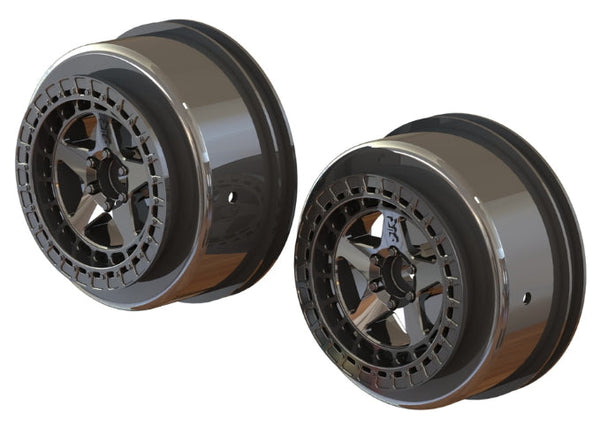 Arrma AR510098 SC 2.2"/3.0" Wheel 14mm Hex Black/Chrome (2) Senton