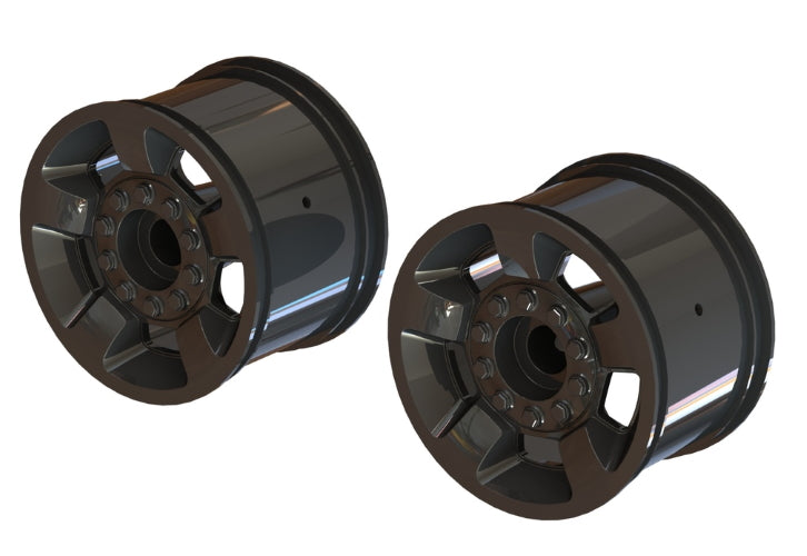 Arrma ARA510117 MT 2.8" Wheel 14mm Hex Black/Chrome (2 Pieces) Big Rock Granite