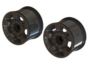 Arrma ARA510117 MT 2.8" Wheel 14mm Hex Black/Chrome (2 Pieces) Big Rock Granite