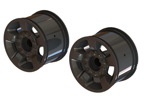 Arrma ARA510117 MT 2.8" Wheel 14mm Hex Black/Chrome (2 Pieces) Big Rock Granite