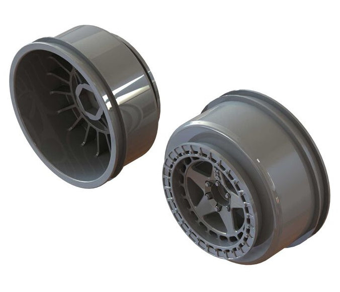 Arrma ARA510126 SC 2.2" 3.0" Wheel 14mm Hex Gun Metal (2)