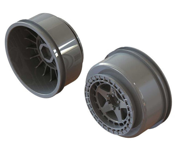 Arrma ARA510126 SC 2.2" 3.0" Wheel 14mm Hex Gun Metal (2)