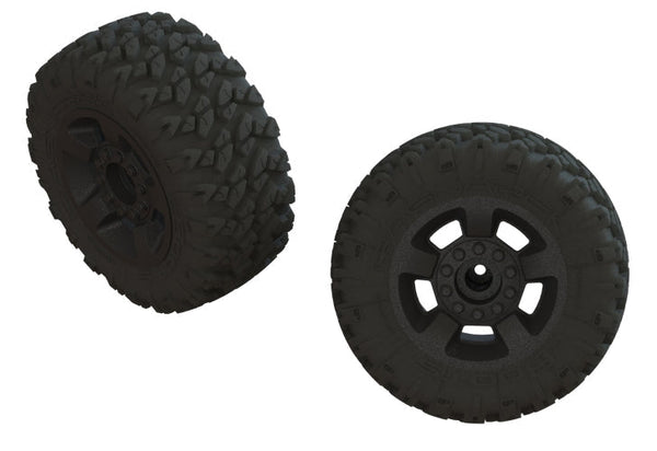 Arrma ARA550052 dBoots 'Ragnarok Mt' Tire Set Glued Black (2) Big Rock Granite