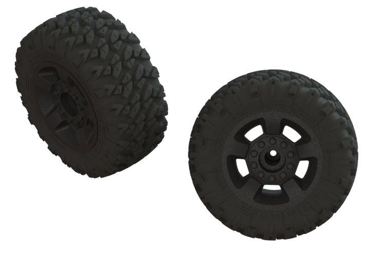 PowerHobby Arrma ARA550052 dBoots 'Ragnarok Mt' Tire Set Glued Black (2) Big Rock Granite — Granite Parts
