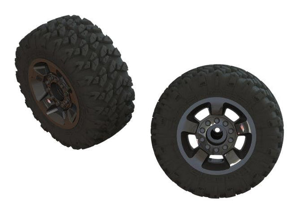 PowerHobby Arrma AR550053 Ragnarok Mt' Tire ST Glued (Black/Chrome) (2) Big Rock Granite — Granite Parts