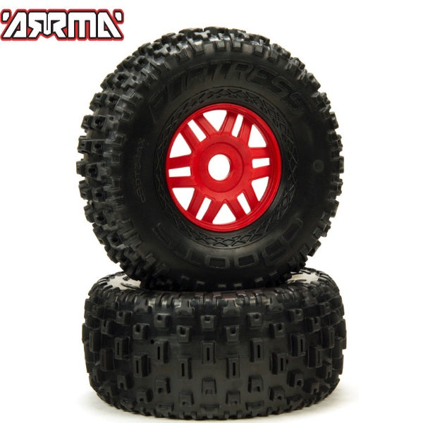 Arrma ARA550065 Dboots 'Fortress' Tire Set Glued Red (2) 1/7 Mojave