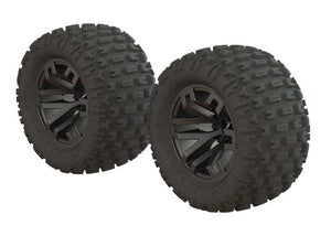 Arrma ARA550086 Dboots 'Fortress MT' Tire Set Glued Gun Metal (2) Granite 3S
