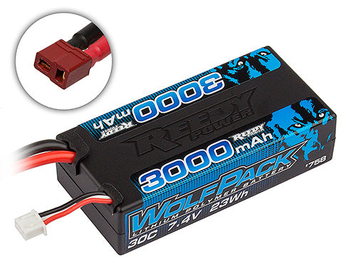 Team Associated Reedy Wolfpack LiPo 3000mAh 30C 7.4V Shorty Pack, T-Plug