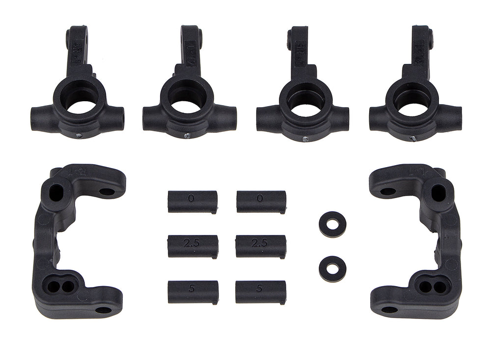 Team Associated RC10B6.4 -1mm Scrub Caster and Steering Blocks, Carbon
