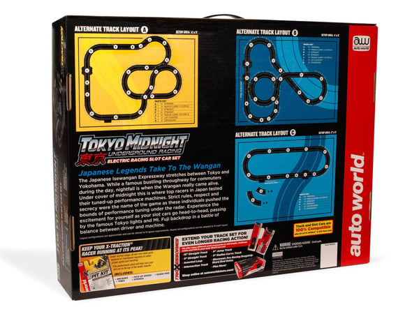 AutoWorld SRS342 16' Tokyo Midnight Underground Racing HO Slot Car Set