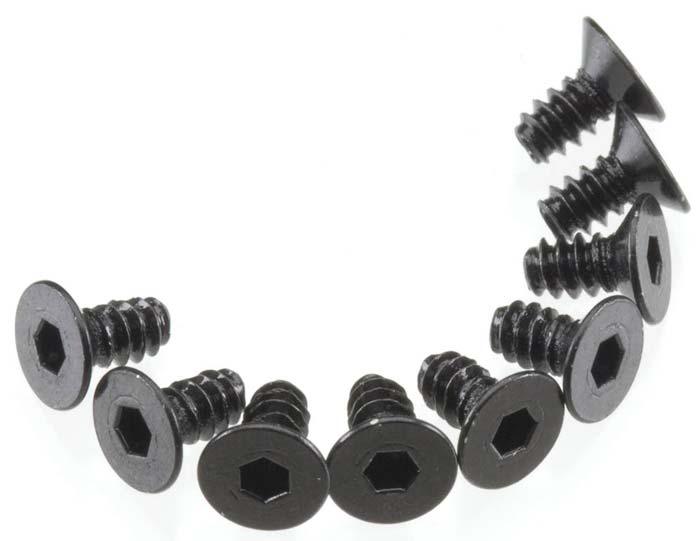 Axial AX463 SCX10 Wraith Hex 3x6mm Self Tapping Flat Head Screws Black (10)