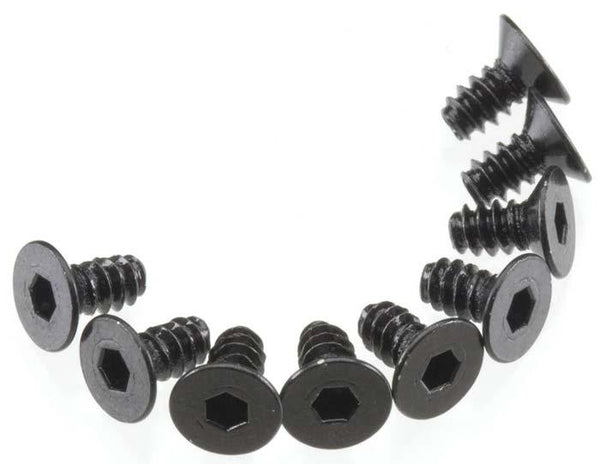 Axial AX463 SCX10 Wraith Hex 3x6mm Self Tapping Flat Head Screws Black (10)