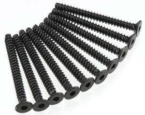 Axial AXA471 SCX10 Hex 3x30mm Self Tapping Flat Head Screws Black (10)