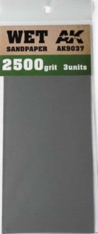 Black Forest® Hobby Supply Co AK Interactive 9037 Wet Sandpaper Sheets 2500 Grit (3) — Glues, Paints, Tools > AK Interactive
