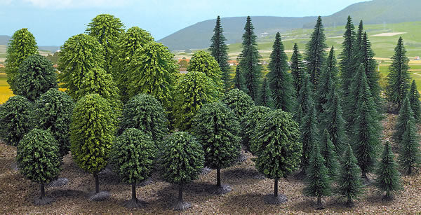 Black Forest® Hobby Supply Co Busch 6491 HO Scale Mixed Forest Trees pkg(50) -- 20 Deciduous — HO Scale Scenery > Busch