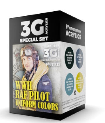 Black Forest® Hobby Supply Co AK Interactive 11689 Figure Series: WWII RAF Pilot Uniforms 3G Acrylic Paint Set — Paints,