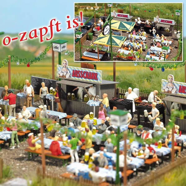Black Forest® Hobby Supply Co Busch 1046 HO Scale Beer Garden Set -- 6-5/16 x 6-5/16" 16 x 16cm — HO Scale Structures > Busch