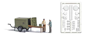 Black Forest® Hobby Supply Co Busch 7936 HO Scale Snack Break - Supply Trailer, 2 Figures, Containers, Etc — HO Scale