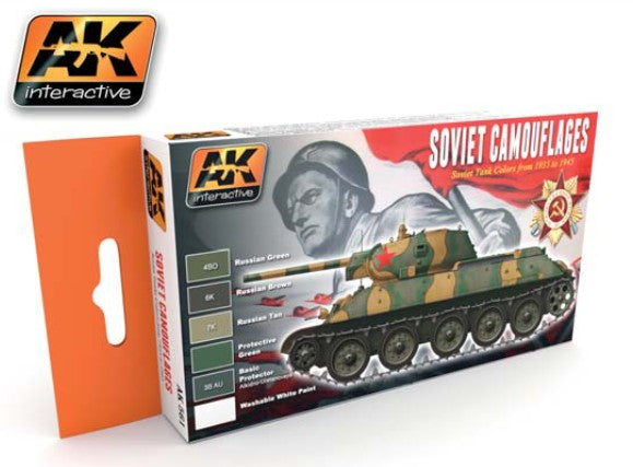 Black Forest® Hobby Supply Co AK Interactive 561 Soviet Tank Camouflage 1935-1945 Acrylic Paint Set (6 Colors) — Glues,