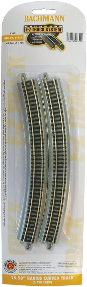 PowerHobby Bachmann 44854 N Scale 15.50" Radius Curved Track (6/Card) Snap Fit E-Z Track