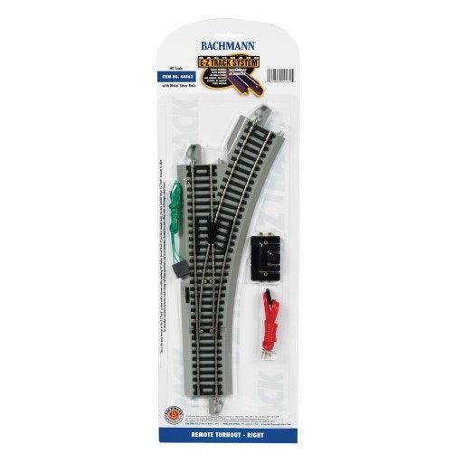 PowerHobby Bachmann 44562 HO Scale Remote Switch E-Z Track Right-Hand Nickel Silver E-Z — HO Tracks