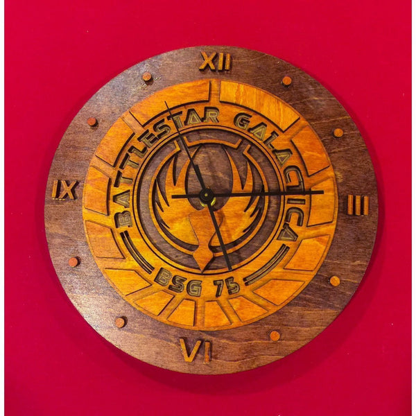 CCHobbyFun Battlestar Galactica Laser Cut Stained Wood Clock