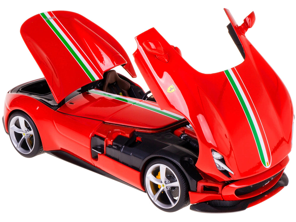 Ferrari Monza SP1 Red with Italian Flag Stripes "Signature Series" 1/18 Diecast Model Car by Bburago