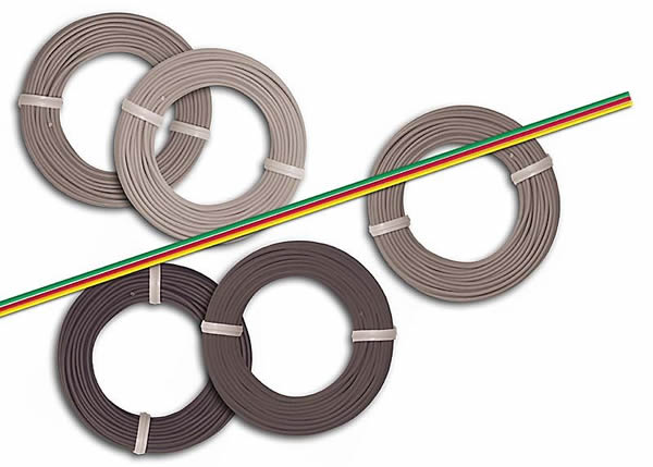 Black Forest® Hobby Supply Co Busch 1782 A Scale 3-Conductor Cable -- Yellow, Red, Green, 16'5" 5m (1 Roll) — HO Scale Power