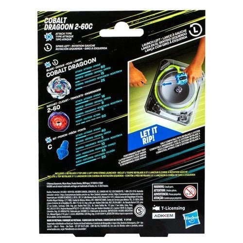 ToyShnip Beyblade X Cobalt Dragoon 2-60C Deluxe Left-Spin String Launcher Set — Battle Tops