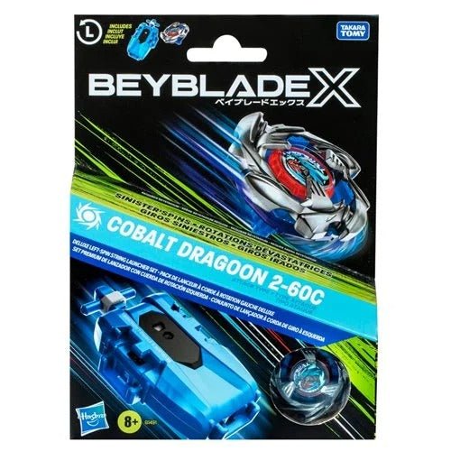 ToyShnip Beyblade X Cobalt Dragoon 2-60C Deluxe Left-Spin String Launcher Set — Battle Tops