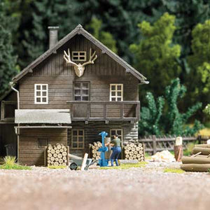 Black Forest® Hobby Supply Co Busch 7808 HO Scale Log Splitter with Figure and Accessories — HO Scale Scenery > Busch