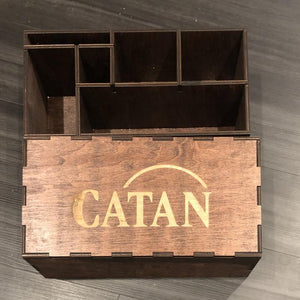 CCHobbyFun Blue Stained Catan Compatible Board Set with Laser Etched Terrain, Border and Number Pieces — Game Pieces