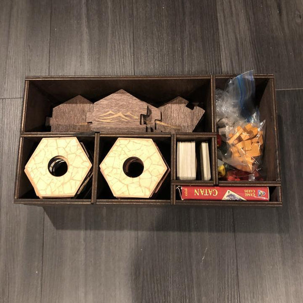 CCHobbyFun Blue Stained Catan Compatible Board Set with Laser Etched Terrain, Border and Number Pieces — Game Pieces