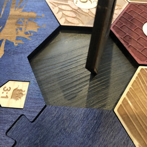 CCHobbyFun Blue Stained Catan Compatible Board Set with Laser Etched Terrain, Border and Number Pieces — Game Pieces