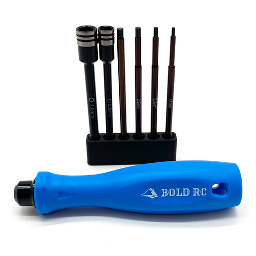 Bold R/C 1/8th Tool Set, 1/4" Quick Drive Hex & Nut Driver 6 Piece