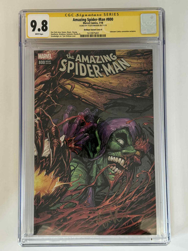 [Signed by Tyler Kirkham] Amazing Spider-Man #800 CGC 9.8 Yellow Label Exclusive Var