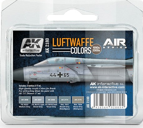 Black Forest® Hobby Supply Co AK Interactive 2180 Air Series: Luftwaffe 1990s-2000s Acrylic Paint Set (5 Color — Glues,