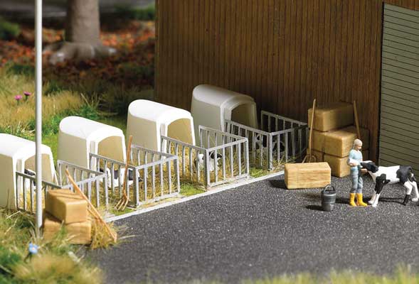 Black Forest® Hobby Supply Co Busch 7931 HO Scale Veal Hut - Crate - Action Set — HO Scale Scenery > Busch