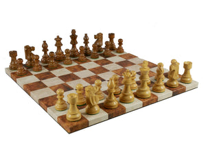 Little Shop of Magic Chess Set - 3" Kikkerwood French Men on Caramel/Cream board — Board Game