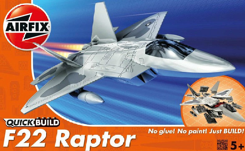 Black Forest® Hobby Supply Co Airfix J6005 Quick Build F22 Raptor Fighter (Snap) — Military Aircraft Kits > Airfix