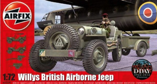 Airfix 2339 1/72 Willys British Airborne Jeep, Trailer & 75mm Howitzer M1
